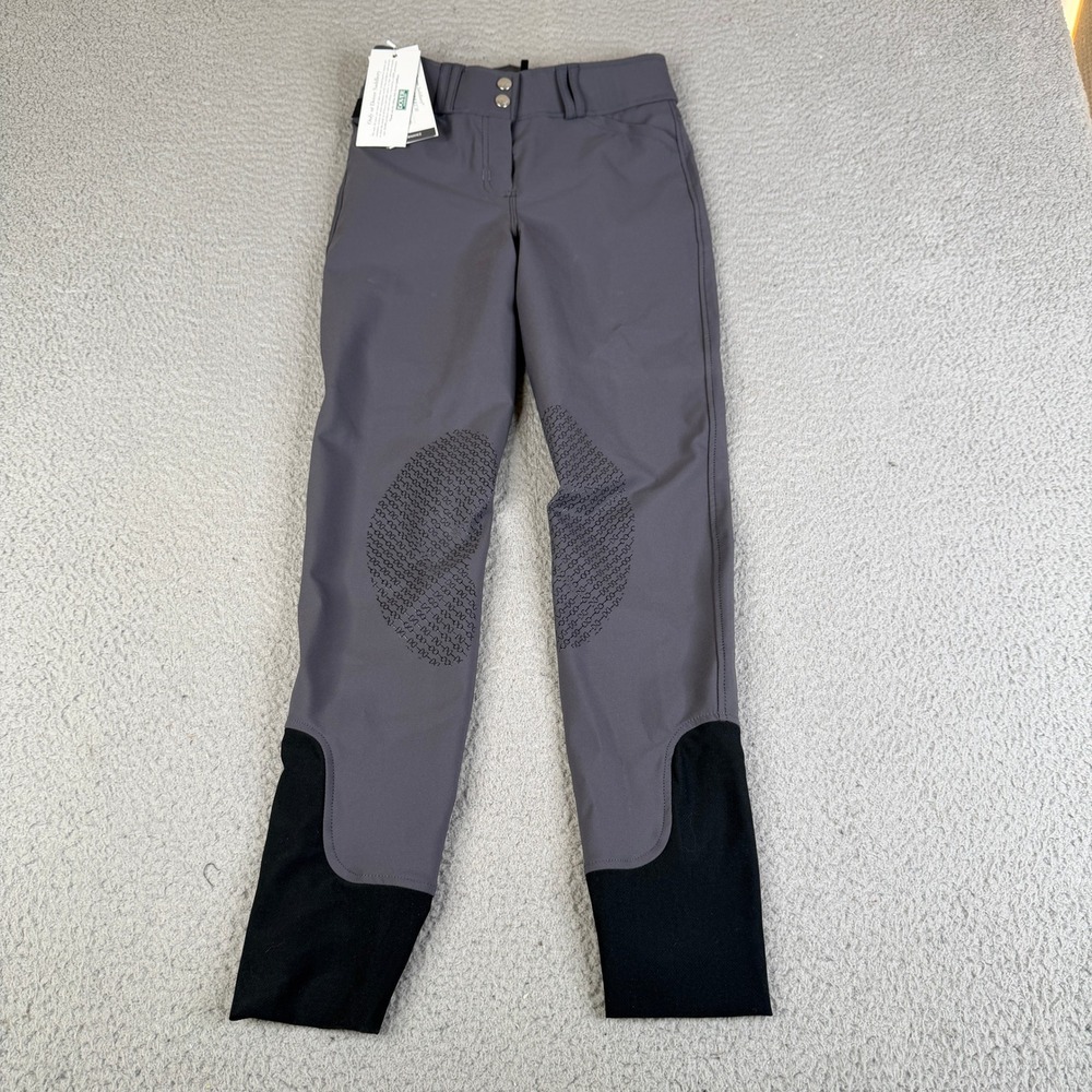 Dover Saddlery Breeches Womens 24 Gray Dalton Knee Patch Silicone Equestrian